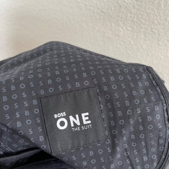 Hugo Boss Mens Navy Blue Virgin Wool Dress Suit Pants Size 36R - Picture 11 of 14